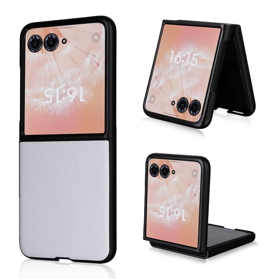 for Motorola Moto Razr 40 Ultra Case with Carbon Fibre Texture, Shockproof Drop Proof Lightweight Protective Slim Case Support Wireless Charging for Motorola Moto Razr 40 Ultra,White