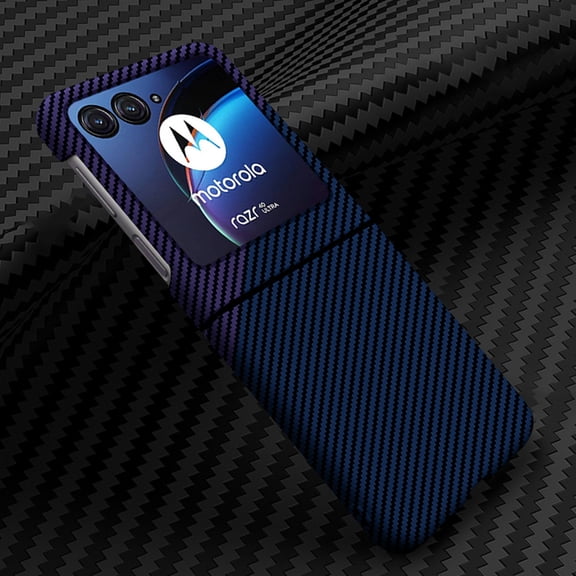 for Motorola Moto Razr Plus 2024 Phone Case,Slim Hard PC + Soft TPU Anti-Scratch Shock Absorption Carbon Fibre Durable Protective Case Wireless Charing Cover for Moto Razr + / Plus 2024, Purple