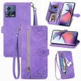thumbnail image 1 of for Motorola Moto S30 Pro Wallet Case, [Flower Embossed] Premium PU Leather Wallet Flip Protective Phone Case Cover with Card Slots and Stand with Wrist Strap for Motorola Moto S30 Pro, Purple, 1 of 7