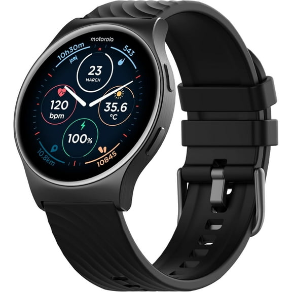 Motorola Moto Watch 120 - Premium Bluetooth AMOLED Smartwatch - Phantom Black