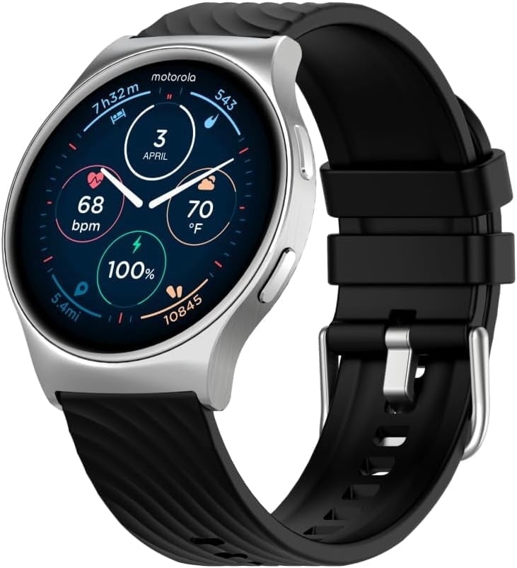 Motorola Moto Watch 120 1.43" AMOLED Bluetooth AI Smartwatch, Silver