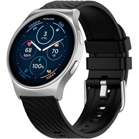 Motorola Moto Watch 120 1.43" AMOLED Bluetooth AI Smartwatch, Silver