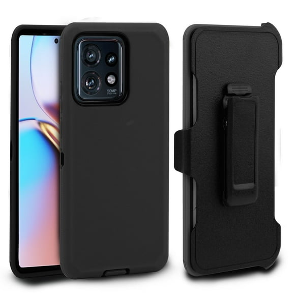 for Motorola One 5G ACE Moto G 5G Phone Case Dual Layer Full-Body Rugged Clear Back Case Drop Resistant Shockproof Case with Built In Screen Protector Black