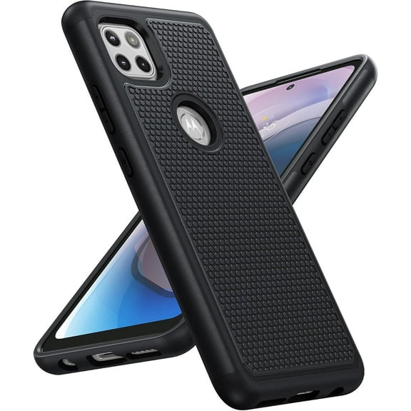 for Motorola One 5G Ace (One UW Ace) Case: Dual Layer Protective Heavy Duty Cell Phone Cover Shockproof Rugged with Non Slip Textured - Military Protection Bumper 6.7inch (Matte Black)