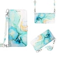 thumbnail image 1 of for Motorola One 5G Ace PU Leather Wallet case, Marble Pattern Credit Card Holder,Flip Folio Book Kickstand Cover Women Men with Long + Short Strap for Motorola One 5G Ace 6.7 inch (Green/White), 1 of 7