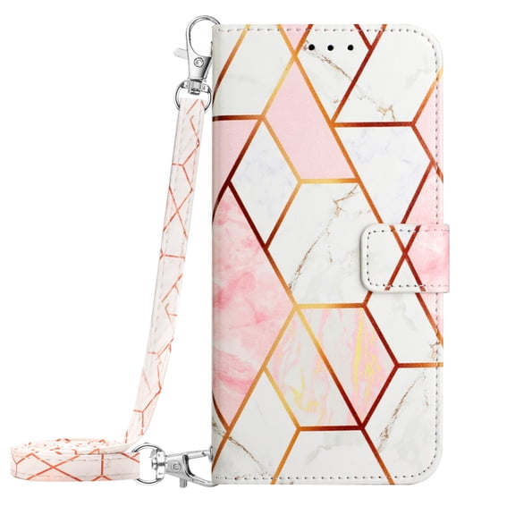 for Motorola One 5G Ace PU Leather Wallet case, Marble Pattern Credit Card Holder,Flip Folio Book Kickstand Cover Women Men with Long + Short Strap for Motorola One 5G Ace 6.7 inch (Pink/White)