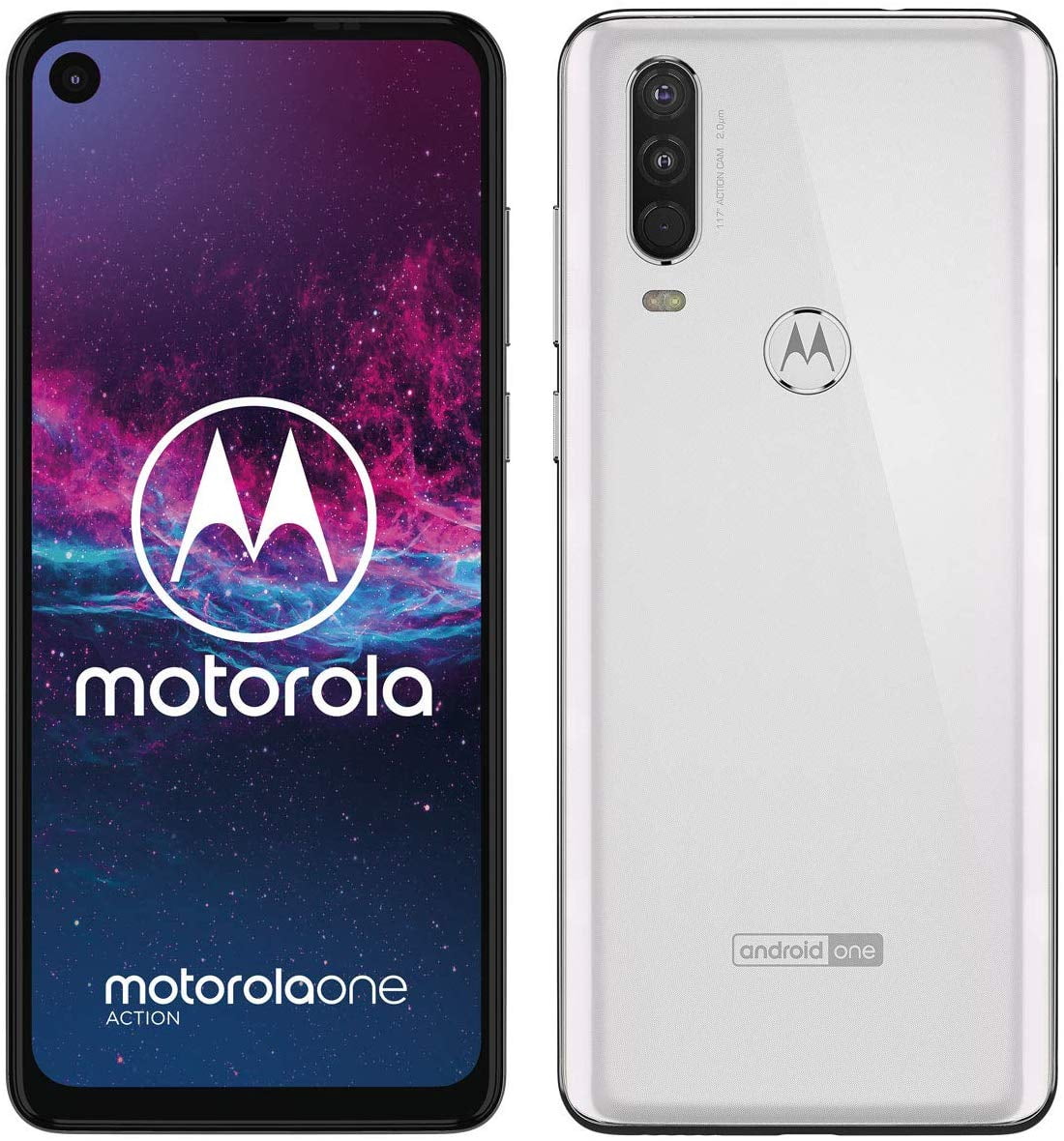 Motorola One Action Dual-SIM XT2013 128GB (GSM Only, No CDMA) Factory Unlocked 4G/LTE Smartphone - International Version (Pearl White)