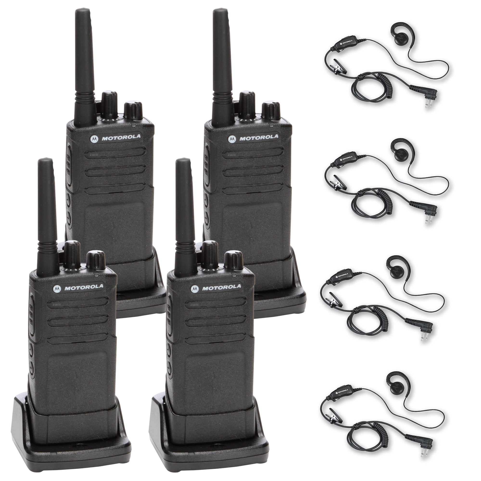 Motorola RMU2080 On-Site Rugged Two-Way Business Radio (RMU2080) + Motorola HKLN4604 PTT Earpiece (4-Pack)