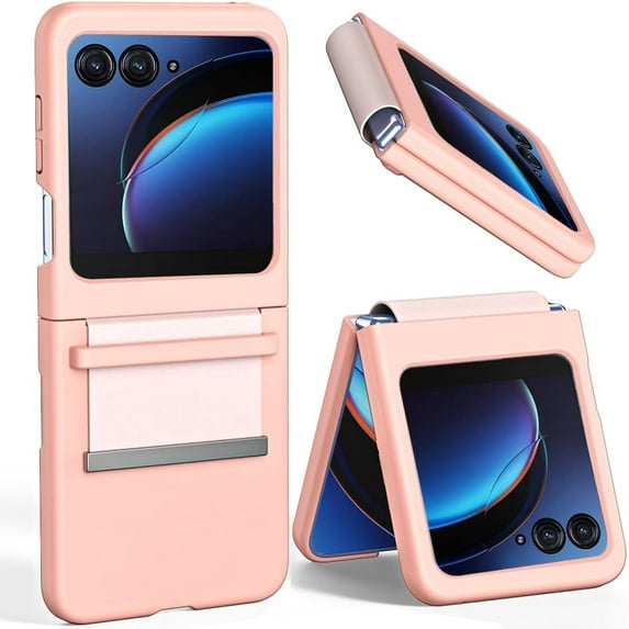 for Motorola Razr+ 2023 Case with Hinge Protection, Slim PC Back Cover Scratch-Resistant Fashion Women Girls Phone Case for Motorola Razr Plus 2023 - Pink