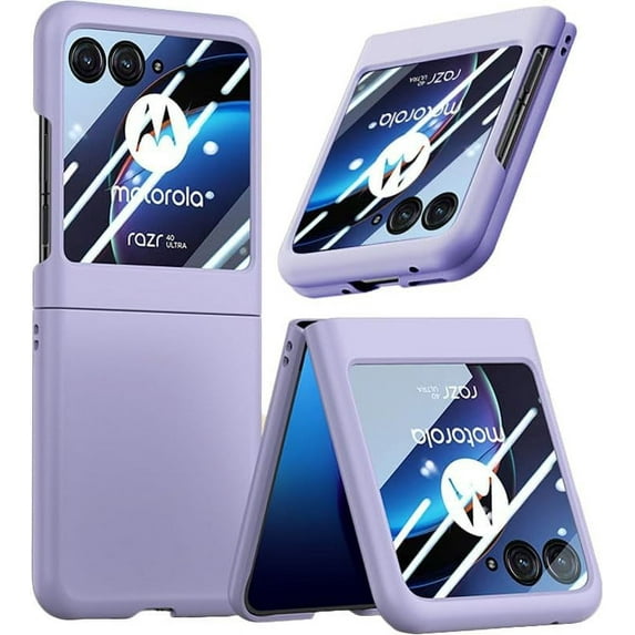 for Motorola Razr+ 2023 Case with Integrated Glass Screen Protector, Slim Matte Hard PC Back Case Scratch-Resistant Full Coverage Phone Case for Motorola Razr Plus 2023 - Purple