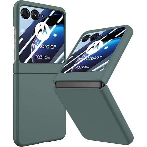 for Motorola Razr+ 2023 Case with Integrated Glass Screen Protector, Slim Matte Hard PC Back Cover Scratch-Resistant Full Coverage Phone Case for Moto Razr Plus 2023 - Green