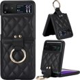 thumbnail image 1 of for Motorola Razr 2023/ Razr 40 Case with Ring Holder, Soft Rhomboid PU Leather [Hinge Protection] Durable Anti-Scratch Shockproof Slim Cover Case for Moto Razr 40 ZXF-Black, 1 of 13