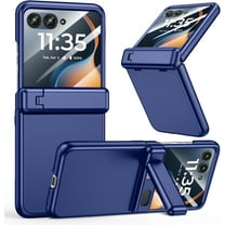 for Motorola Razr 2024/2025 Case, for Moto Razr 2024/2025 Phone Case with Hinge Protection & Built-in Screen Protector & Kickstand Full Body Protective Hard PC Slim Cover - Blue