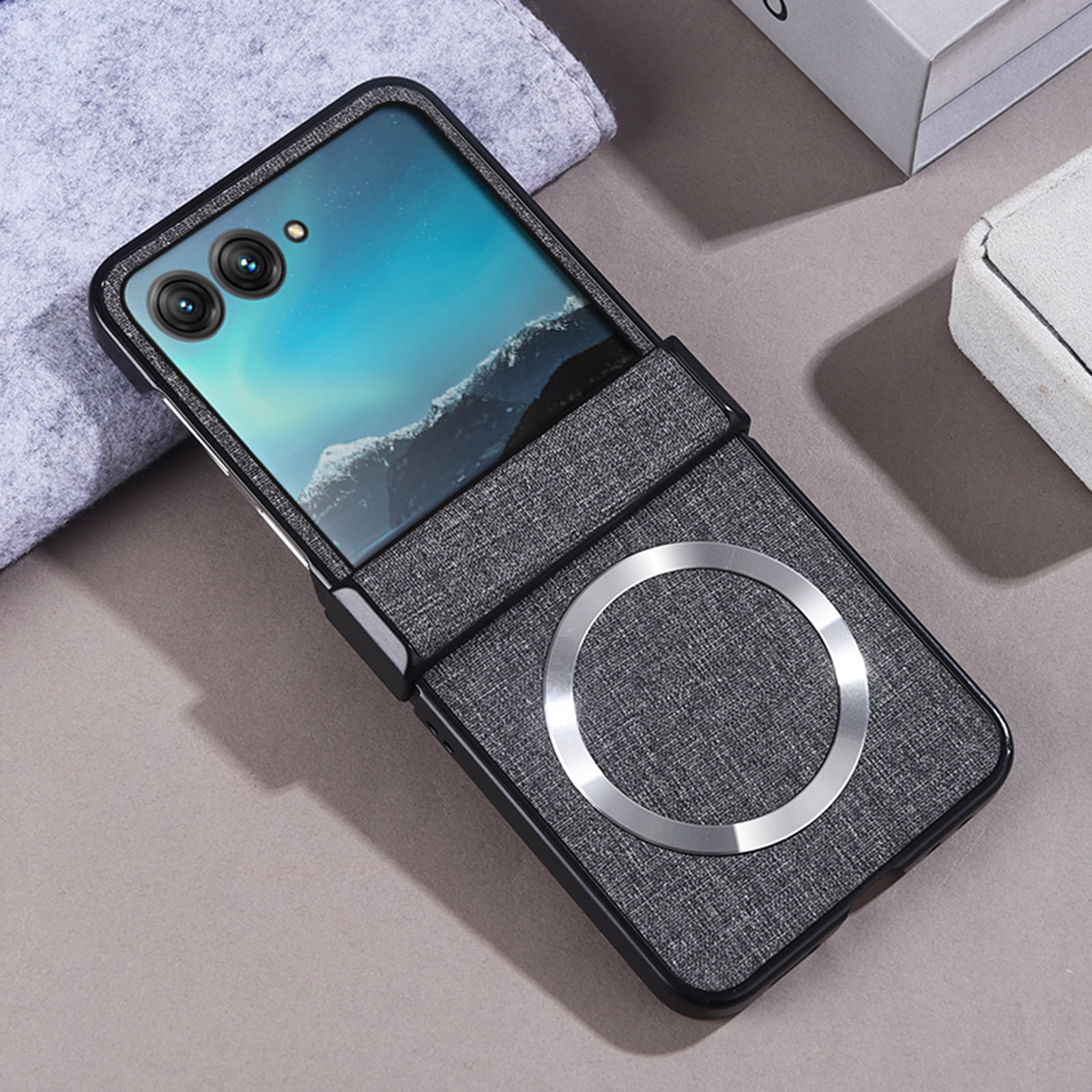for Motorola Razr+ 2024 Case, Fabric Back + PC Frame, Luxury Strong ...