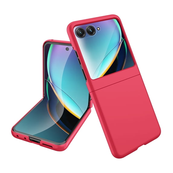 for Motorola Razr 2024 Case, Luxury Slim Fit Shockproof Protective Skin-Friendly with Tempered Glass Screen Protector for Men Women Boys Girls Case Cover for Motorola Razr 2024, Red