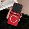 thumbnail image 1 of For Motorola Razr 2024/Razr 60 Phone Case,Compatible with Mag-Safe,With 360°Rotatable Diamond Finger Ring Kickstand,Hinge Protection,PU Leather Shockproof Ultra Slim Durable Phone Case,Red, 1 of 9