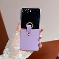 for Motorola Razr 2025/2024 Case with Diamond Ring Buckle, Ring Grip, Lychee Texture PU Leather Anti-Scratch Shockproof Protective Slim Phone Case for Motorola Razr 2025/2024 Women Girls, Purple
