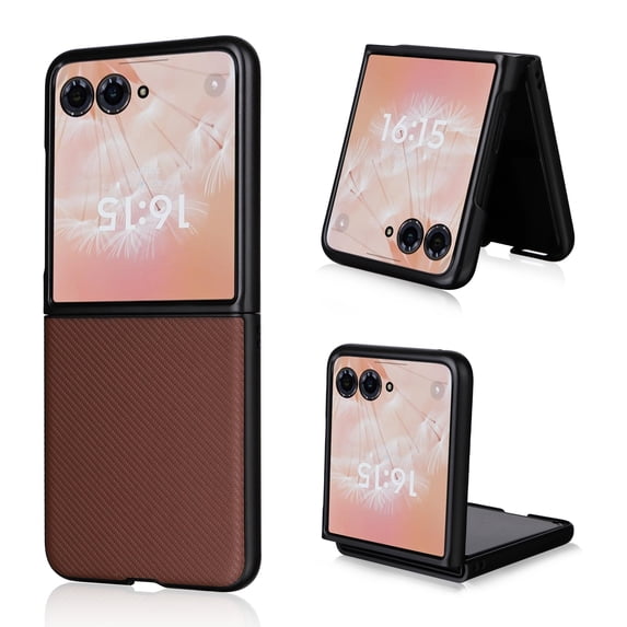 for Motorola Razr 2025 Case with Carbon Fibre Texture, Shockproof Drop Proof Lightweight Protective Slim Case Support Wireless Charging for Motorola Razr 2025,Brown