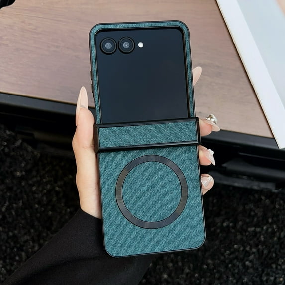 for Motorola Razr 2025 Case, Compatible with Magsafe Shockproof with Hinge Protection Premium PU Leather+TPU Shock-Absorbing Magnetic Case for Motorola Razr 2025,Darkblue