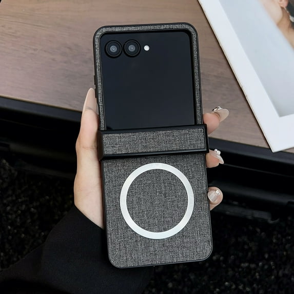for Motorola Razr 2025 Case, Compatible with Magsafe Shockproof with Hinge Protection Premium PU Leather+TPU Shock-Absorbing Magnetic Case for Motorola Razr 2025,Gray