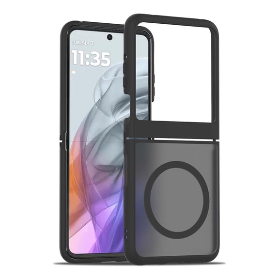 for Motorola Razr 2025 Case: Magnetic Translucent Matte Shockproof Slim Compatible with MagSafe - Military Grade Drop Proof Hard Back Anti-Fingerprint Protective Cell Phone Cover,Black