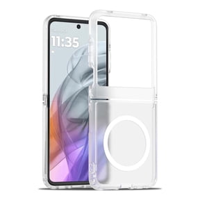 for Motorola Razr 2025 Case: Magnetic Translucent Matte Shockproof Slim Compatible with MagSafe - Military Grade Drop Proof Hard Back Anti-Fingerprint Protective Cell Phone Cover,Clear