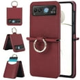 thumbnail image 1 of for Motorola Razr 40 Case, Classic Premium PU Leather Flip Case with Card Holder Shockproof Drop Protective Ring Holder Phone Case Cover for Motorola Razr 40, Winered, 1 of 6
