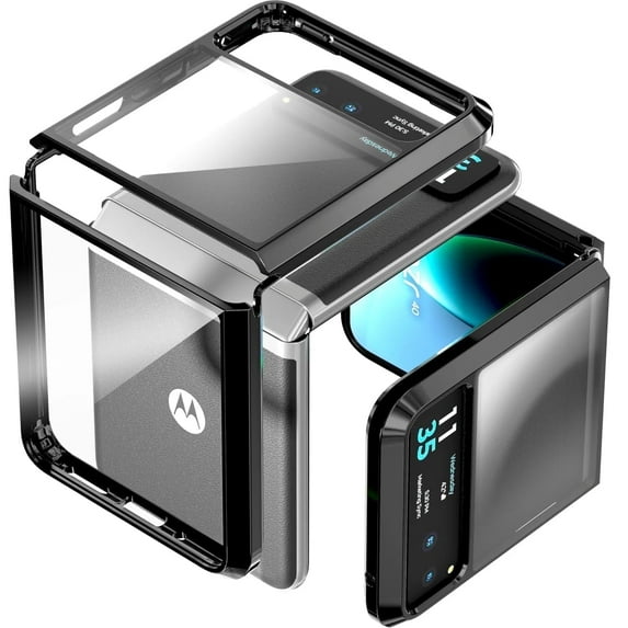 Motorola Razr 40 (2023) Hybrid Shockproof Clear Acrylic Case - Clear/Black