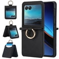 thumbnail image 1 of for Motorola Razr 40 Ultra Case, Classic Premium PU Leather Flip Case with Card Holder Shockproof Drop Protective Ring Holder Phone Case Cover for Motorola Razr 40 Ultra, Black, 1 of 6