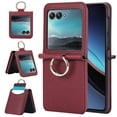 thumbnail image 1 of for Motorola Razr 40 Ultra Case, Classic Premium PU Leather Flip Case with Card Holder Shockproof Drop Protective Ring Holder Phone Case Cover for Motorola Razr 40 Ultra, Winered, 1 of 6