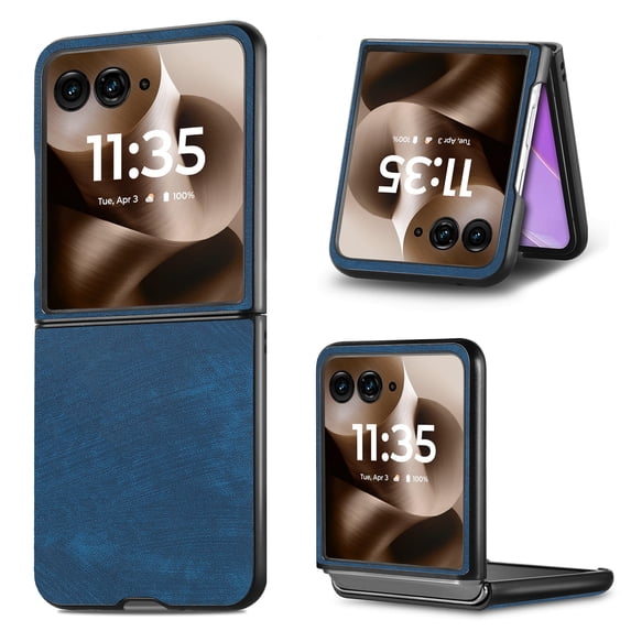 for Motorola Razr 40 Ultra Luxury Case, PU Leather + PC Lightweight Slim Fit Anti-Scratch Classic Shockproof Protective Thin Phone Cover for Motorola Razr 40 Ultra, Blue