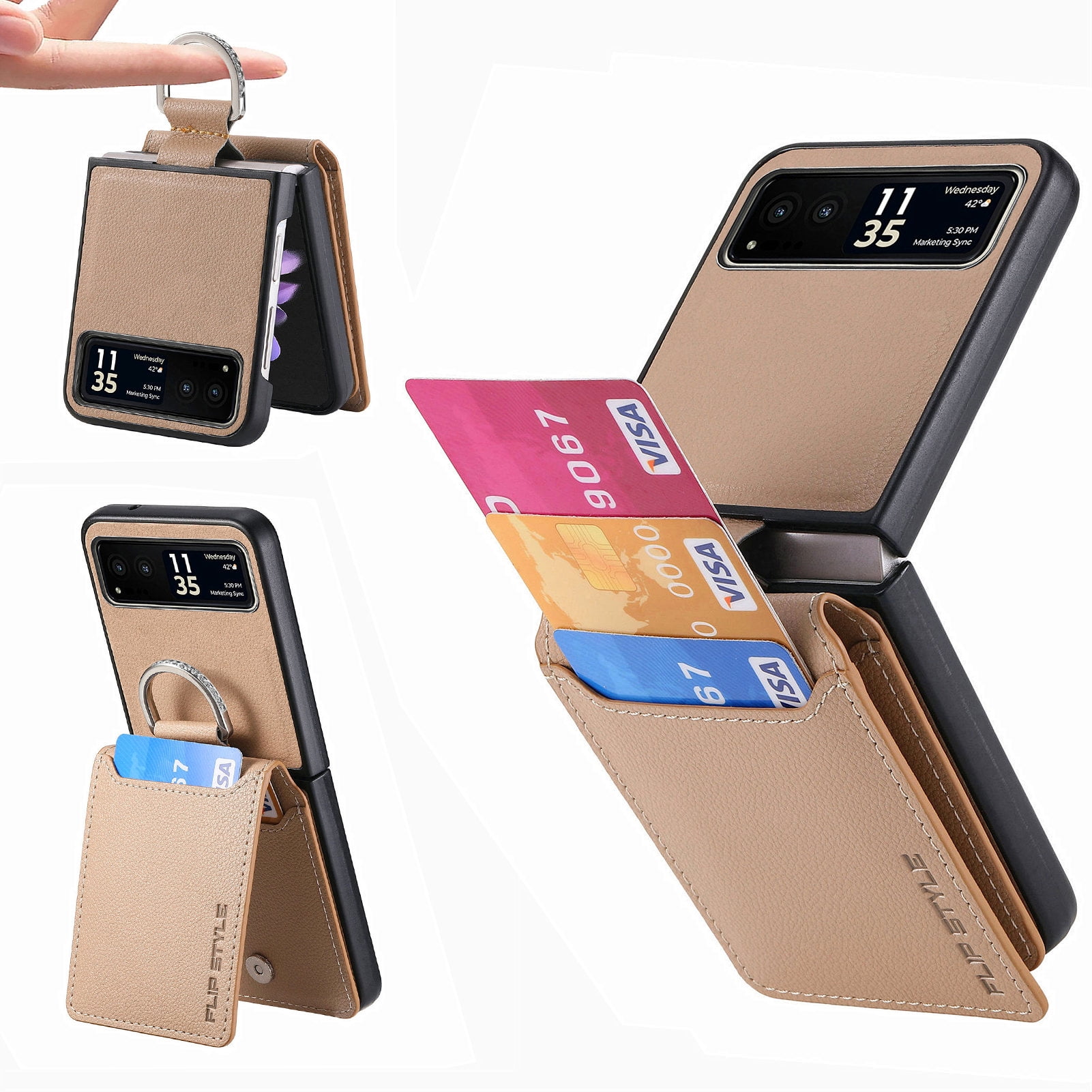for Motorola Razr 40 Wallet Case with Card Holder Kickstand & Ring ...
