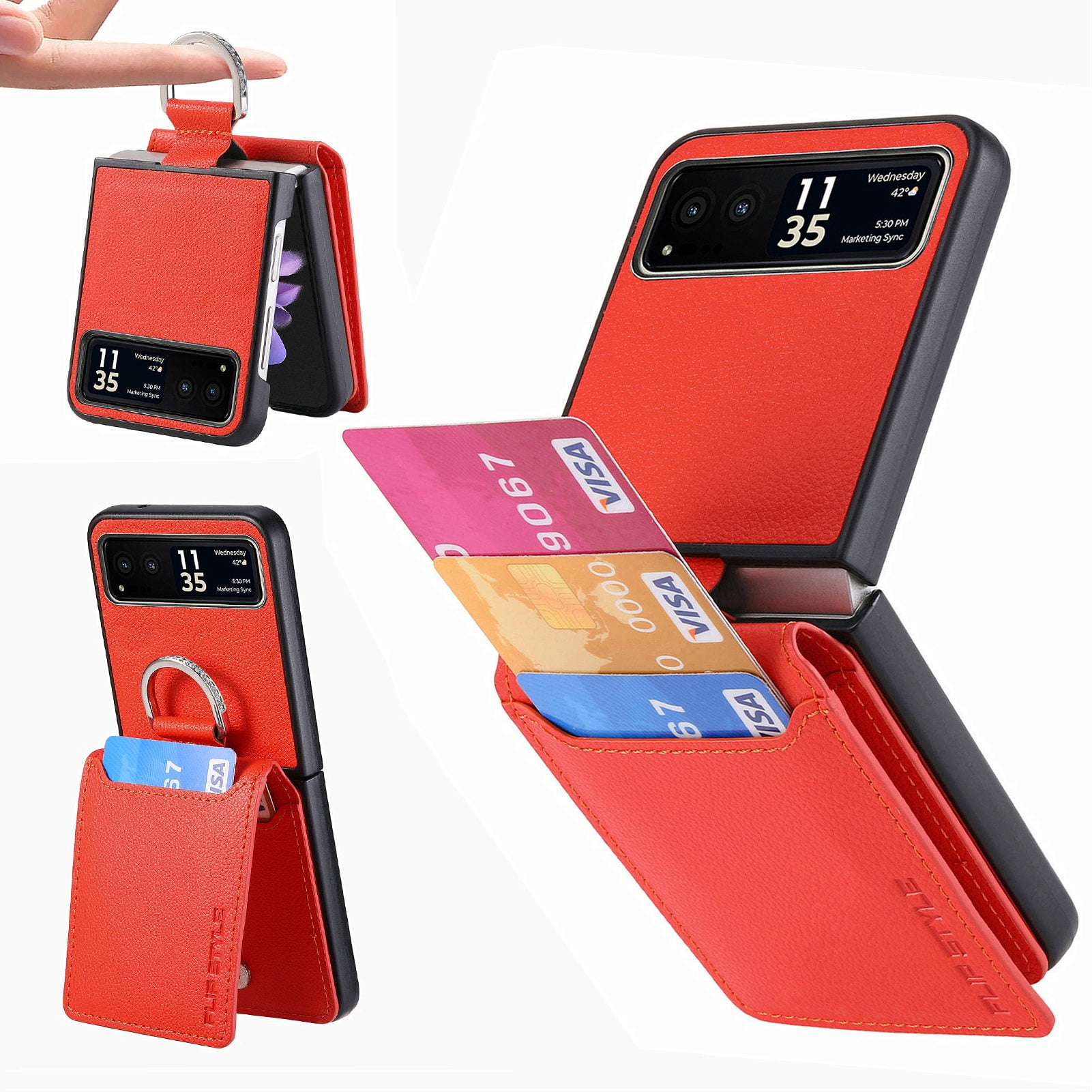 for Motorola Razr 40 Wallet Case with Card Holder Kickstand & Ring ...