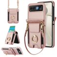 thumbnail image 1 of for Motorola Razr 40 Wallet Case Crossbody, PU Leather Zipper Handbag Purse Flip Cover, Back Card Slots, Adjustable Shoulder Strap, Finger Ring Stand for Motorola Razr 40, Rosegold, 1 of 8