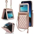 thumbnail image 1 of for Motorola Razr 40 ultra Wallet Case, Crossbody Zipper Purse with Credit Card Slot Holder RFID Blocking PU Leather Adjustable Lanyard Detachable Strap Wrist for Women,Rosegold, 1 of 1