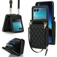 thumbnail image 1 of for Motorola Razr 40 ultra Wallet Case, Crossbody Zipper Purse with Credit Card Slot Holder RFID Blocking PU Leather Adjustable Lanyard Detachable Strap Wrist for Women,Black, 1 of 1