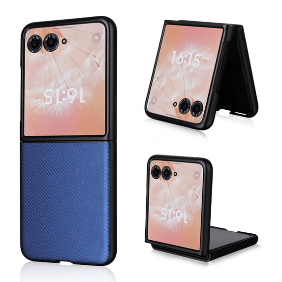 for Motorola Razr 50 Ultra Aramid Case,Carbon Carbon Fiber Texture Leather Phone Cases for Motorola Razr 50 Ultra case Shell Aramid Fiber Super Light Phone Shell Have Strong Impact Resistance, Blue
