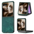 thumbnail image 1 of for Motorola Razr 60 / Motorola Razr 2025 Luxury Case, PU Leather + PC Lightweight Slim Fit Anti-Scratch Classic Shockproof Protective Thin Phone Cover, Green, 1 of 7