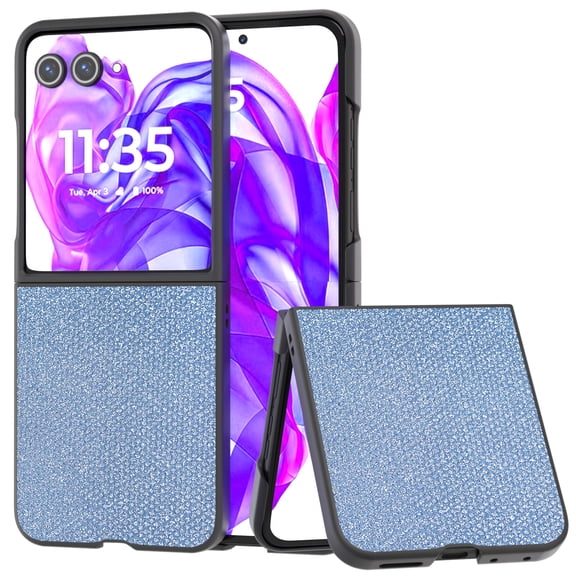 for Motorola Razr 60 / Motorola Razr 2025 Sparkly Case, Slim Fit Glitter PC Anti-Scratch Luxury Shockproof Protective Lightwieght Wireless Charging Phone Case Cover - Blue