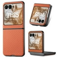 thumbnail image 1 of for Motorola Razr 60 / Razr 2025 Case, Carbon Fiber Leather Slim Protective Cover, Full Protection Strong Impact Resistance Smartphone Protection for Motorola Razr 60 / Razr 2025, Brown, 1 of 12