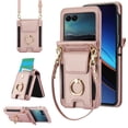 thumbnail image 1 of for Motorola Razr 60 Ultra Wallet Case Crossbody, PU Leather Zipper Handbag Purse Flip Cover, Back Card Slots, Adjustable Shoulder Strap, Finger Ring Stand for Motorola Razr 60 Ultra, Rosegold, 1 of 8