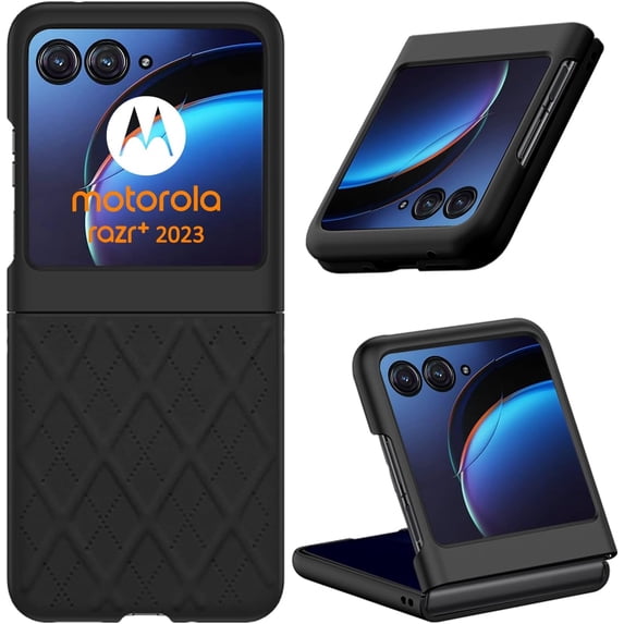 for Motorola Razr Plus 2023 Case Cover, Rhombus Diamond Pattern Phone Case for Women Girl Luxury Protective Case for Motorola Razr Plus 2023, Moto Razr+, Black