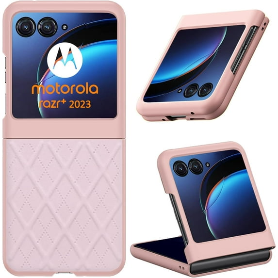 for Motorola Razr Plus 2023 Case Cover, Rhombus Diamond Pattern Phone Case for Women Girl Luxury Protective Case for Motorola Razr Plus 2023, Moto Razr+, Pink