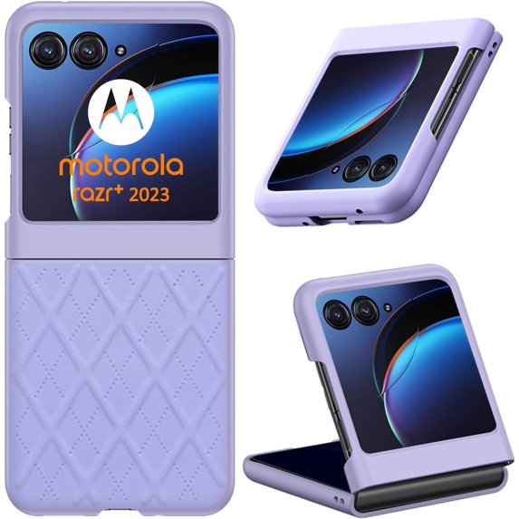 for Motorola Razr Plus 2023 Case Cover, Rhombus Diamond Pattern Phone Case for Women Girl Luxury Protective Case for Motorola Razr Plus 2023, Moto Razr+, Purple