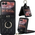thumbnail image 1 of for Motorola Razr Plus 2023/ Razr+ 2023 Case with Ring Holder, Soft Rhomboid PU Leather [Hinge Protection] Durable Anti-Scratch Shockproof Slim Cover Case for Moto Razr 40 Ultra ZXF-Black, 1 of 14
