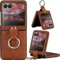 thumbnail image 1 of for Motorola Razr Plus 2024/ Razr 5/ Razr Gen 5 Case with Ring Holder, Soft Rhomboid PU Leather [Hinge Protection] Anti-Scratch Shockproof Slim Cover Case for Moto Razr 50 Ultra ZXF-Brown, 1 of 13