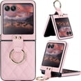 thumbnail image 1 of for Motorola Razr Plus 2024/ Razr 5/ Razr Gen 5 Case with Ring Holder, Soft Rhomboid PU Leather [Hinge Protection] Anti-Scratch Shockproof Slim Cover Case for Moto Razr 50 Ultra ZXF-Rose Gold, 1 of 13