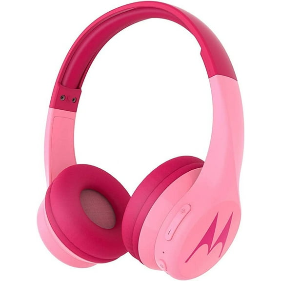 Motorola Squads 300 Wireless Kids Headphones with 15 Hours Play Time, Anti-Allergic Cushion  Pink , SH056
