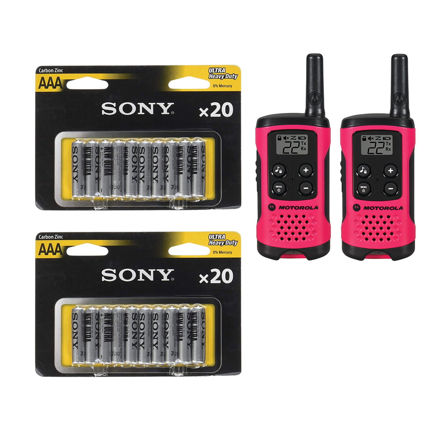 Motorola T107 16-mile Talkabout 2-way Radios with bonus 40-Pack of SONY AAA  Batteries