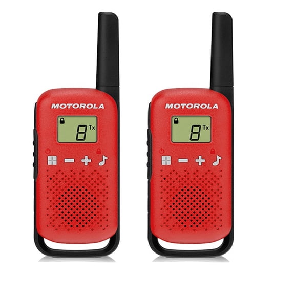 Motorola TLKR T42 Walkie Talkie with 16 Channels LCD Display 4 km Max Range AA Battery Powered (Batteries Not Included) 2 Red